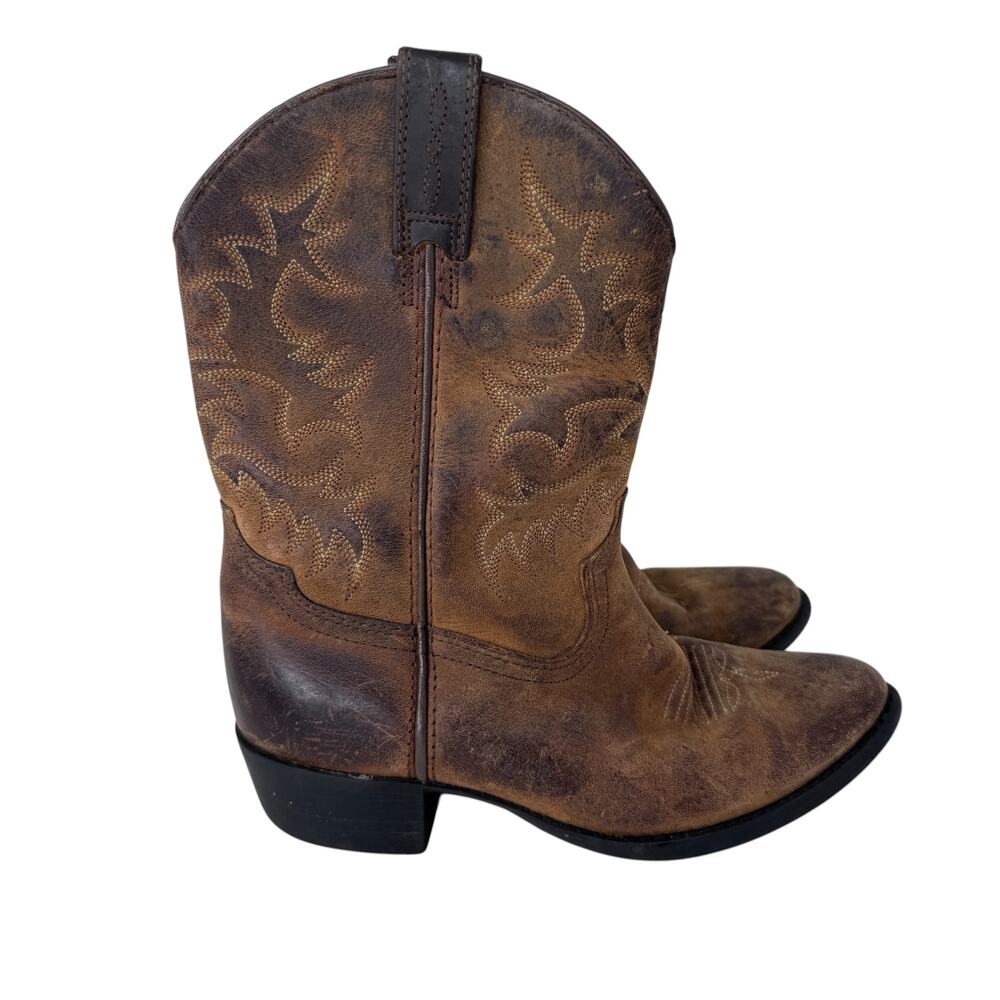 Ariat‎ 4LR Heritage Western Boot Unisex Kid's US 1 Borwn Suede Leather Mid Calf